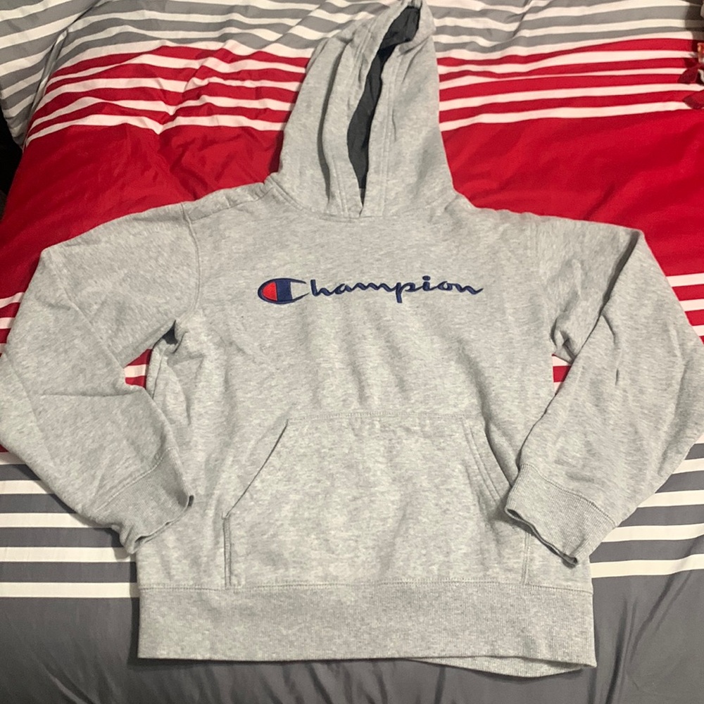 boys L grey champion hoodie